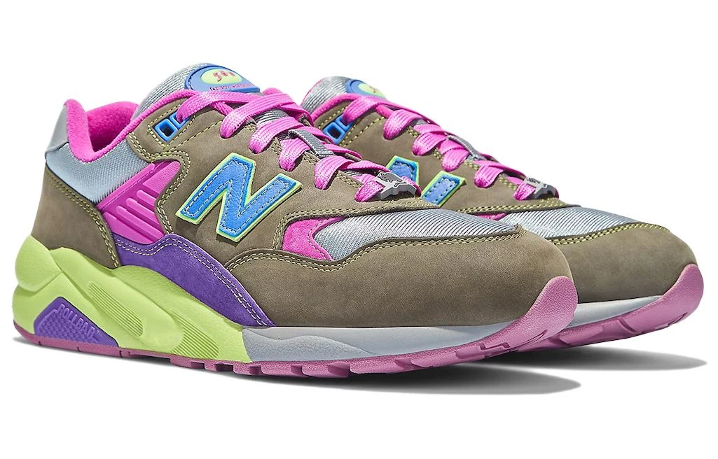 商品[国内直发] New Balance|[预售3天]Stray Rats x   NB 580 复古撞色拼接减震防滑耐磨 低帮 休闲跑步鞋 男女同款 粉绿色,价格¥859,第4张图片详细描述