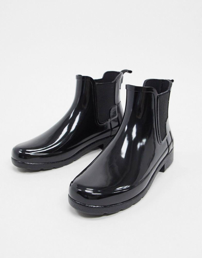 Hunter Original Refined chelsea wellington boots in black gloss商品第3张图片规格展示