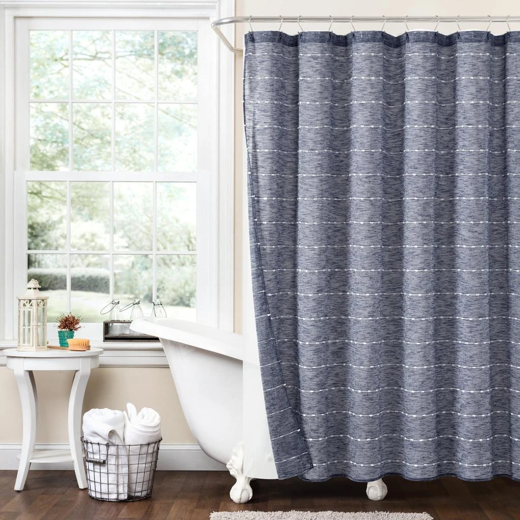 Farmhouse Textured Sheer With Peva Lining Shower Curtain Set 商品