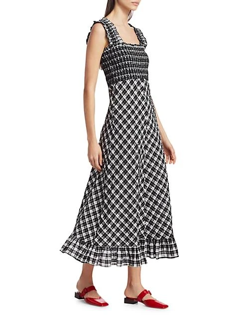 商品Ganni|Seersucker Checked Maxi Dress,价格¥855,第4张图片详细描述