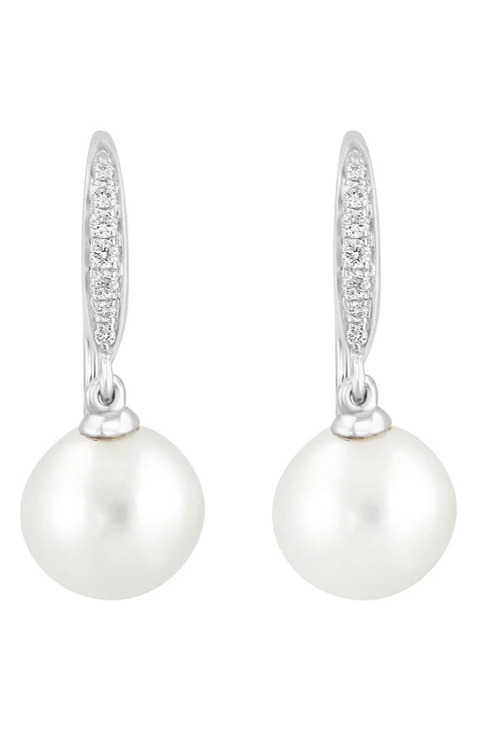 商品Effy|14K White Gold Diamond & 7-8mm Freshwater Pearl Drop Earrings - 0.10 ctw,价格¥3372,第2张图片详细描述