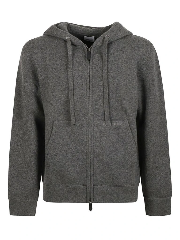 商品Burberry|Burberry Logo Embroidered Zip-Up Drawstring Hoodie,价格¥5465,第1张图片