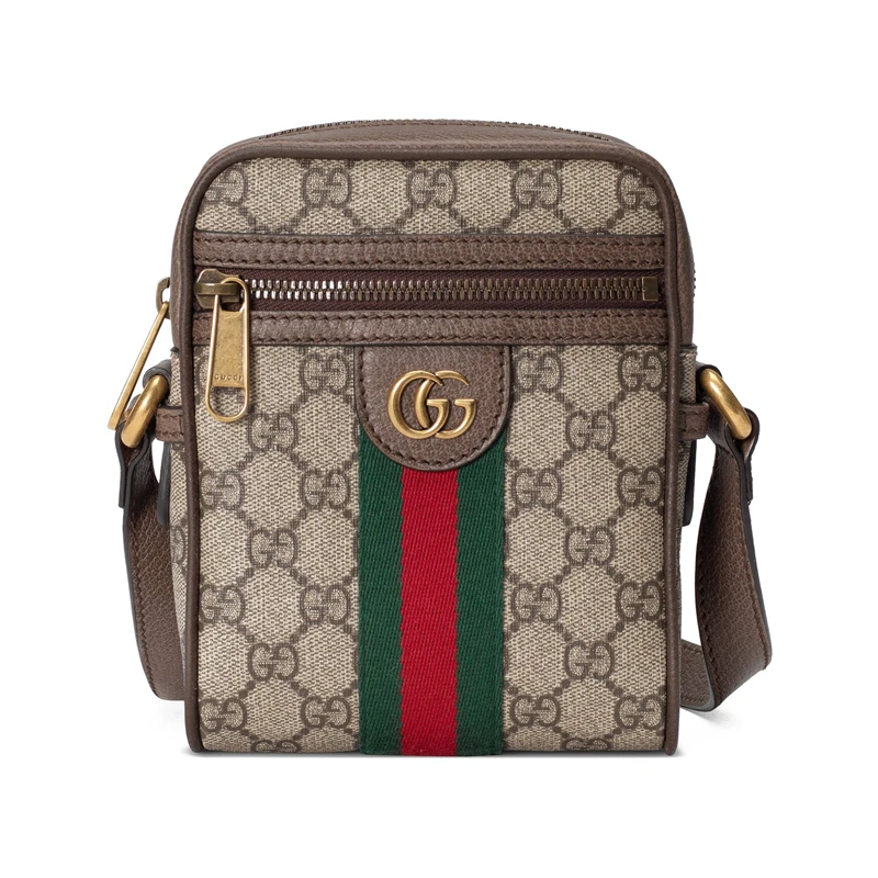 商品Gucci|GUCCI/古驰 Ophidia 男士米色帆布织带条纹双G单肩斜挎包 59812796IWT8745,价格¥7488,第1张图片