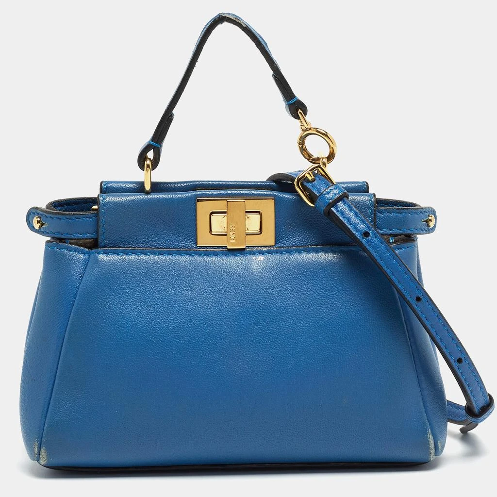 商品[二手商品] Fendi|Fendi Powdered Blue Leather Micro Peekaboo Bag,价格¥5096,第1张图片
