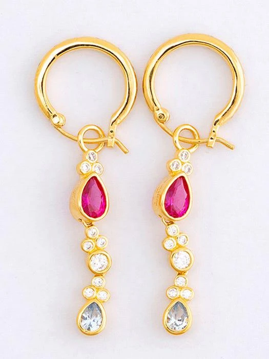 商品320SHOWROOM|2-ways Ruby Spinel Hoop Earrings,价格¥605,第3张图片详细描述
