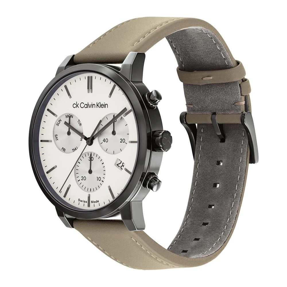 商品Calvin Klein|Men's Swiss Chronograph Gauge Tan Leather Strap Watch 42mm,价格¥2228,第2张图片详细描述
