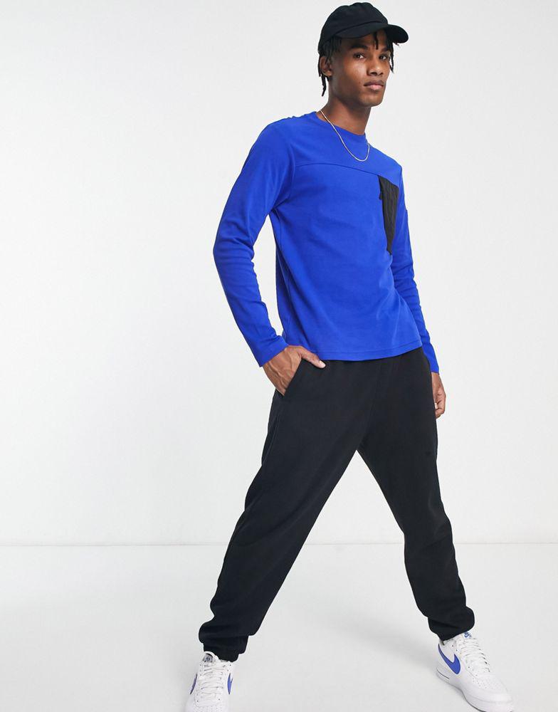 Calvin Klein long sleeve t-shirt in blue with pocket商品第4张图片规格展示