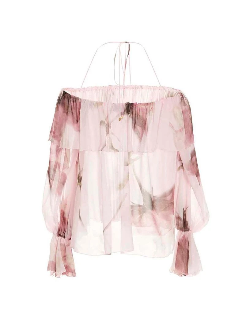 商品BLUMARINE|Blumarine Floral Print Off-Shoulder Ruffled Top,价格¥4725,第1张图片