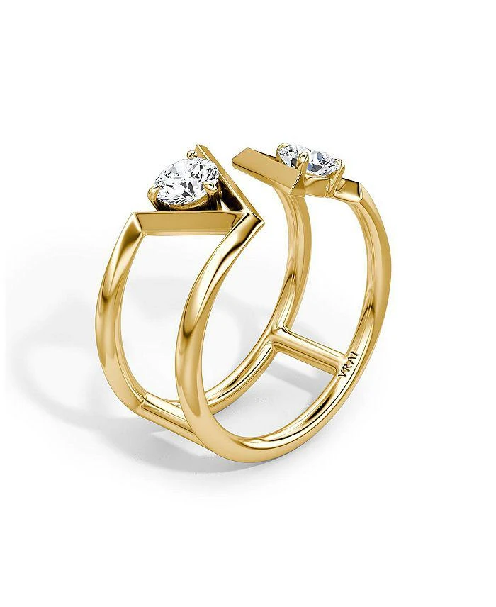 商品VRAI|V Double Row Plain Band in 14K Gold, .50ctw Round Brilliant Lab Grown Diamonds,价格¥8184,第2张图片详细描述