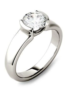 商品Charles & Colvard|Colvard 1 Ct. T.w. Lab Created Moissanite Semi Bezel Engagement Ring In 14K White Gold,价格¥12844,第2张图片详细描述