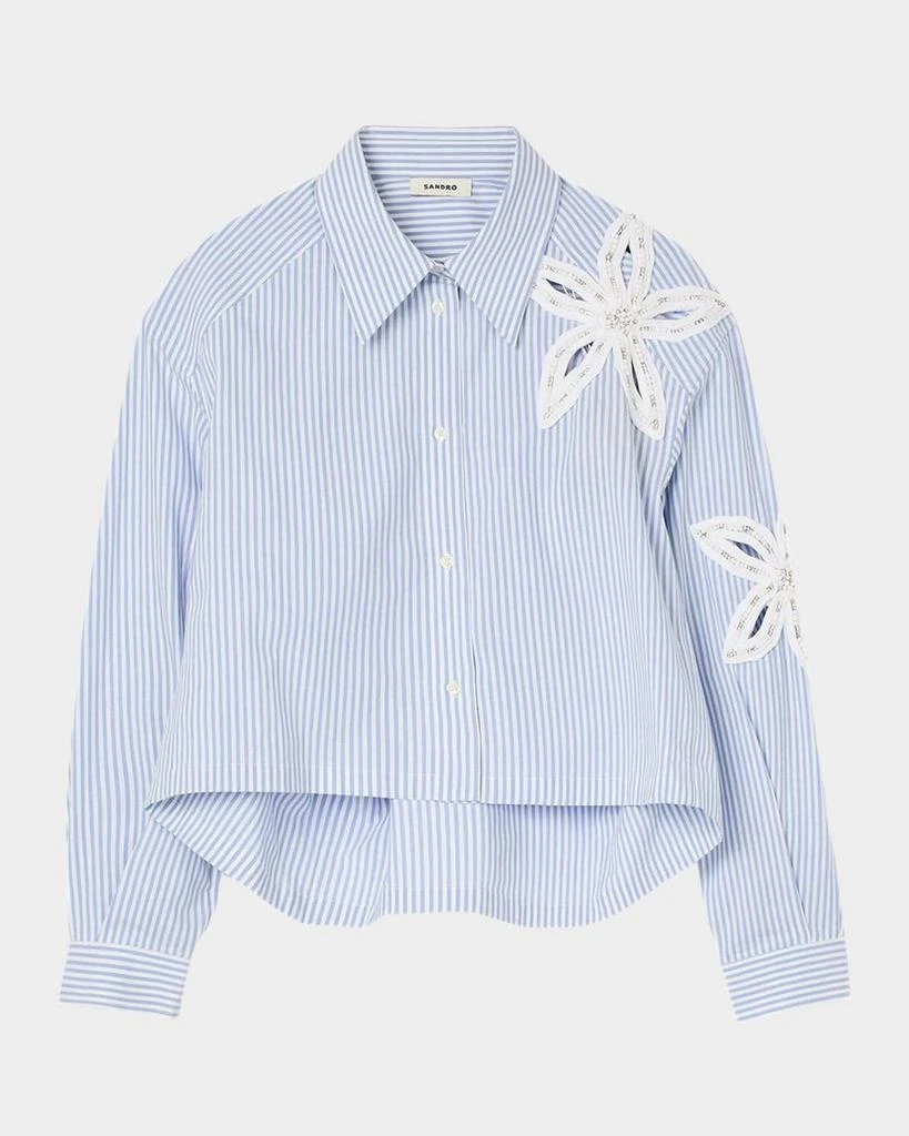 商品Sandro|Tiare Embellished Floral Cutout Shirt,价格¥2837,第1张图片
