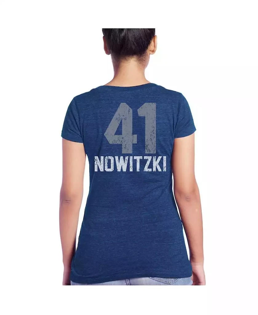商品Majestic|Women's Threads Dirk Nowitzki Blue Dallas Mavericks Name & Number Tri-Blend T-shirt,价格¥298,第4张图片详细描述