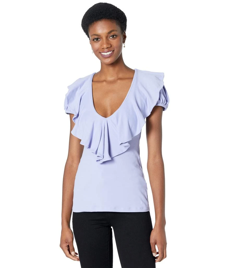 商品Susana Monaco|V-Neck Ruffle Puff Sleeve Top,价格¥248,第1张图片