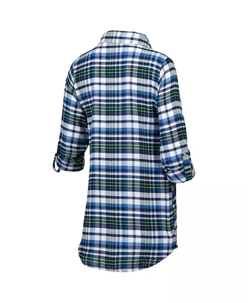商品Concepts Sport|Women's College Navy, Neon Green Seattle Seahawks Mainstay Flannel Full-Button Long Sleeve Nightshirt,价格¥411,第3张图片详细描述