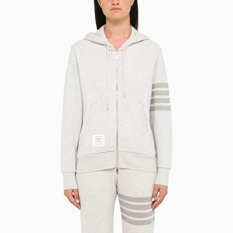 Light grey 4-Bar zipped hoodie商品第1张图片规格展示