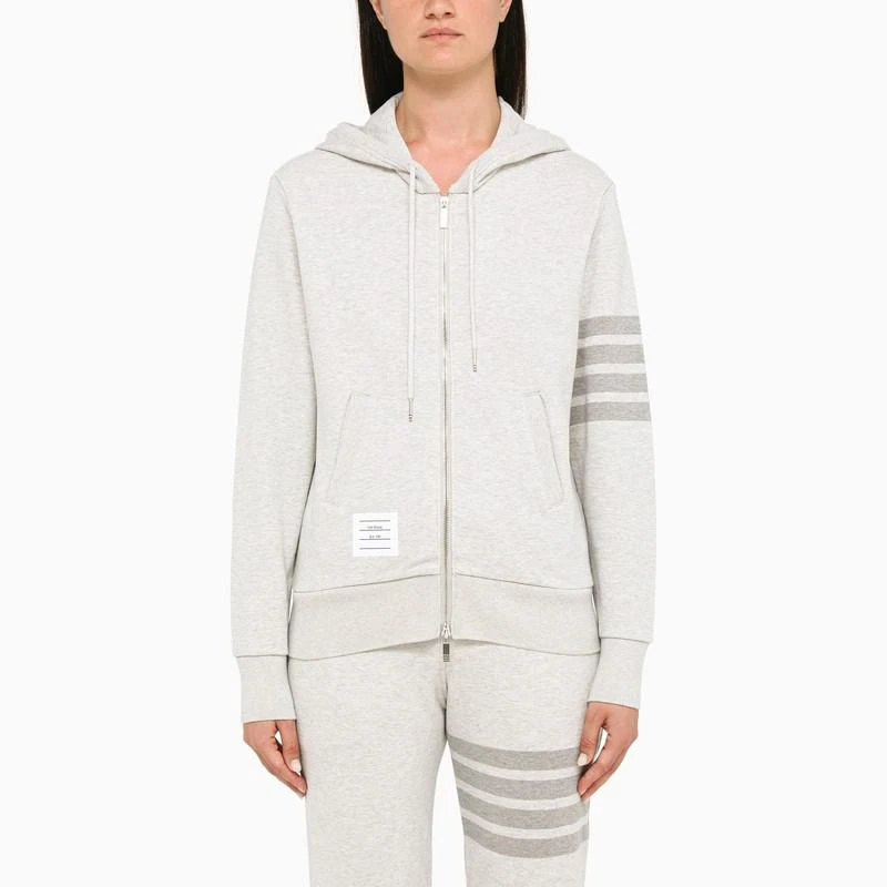 商品Thom Browne|Light grey 4-Bar zipped hoodie,价格¥7771,第1张图片