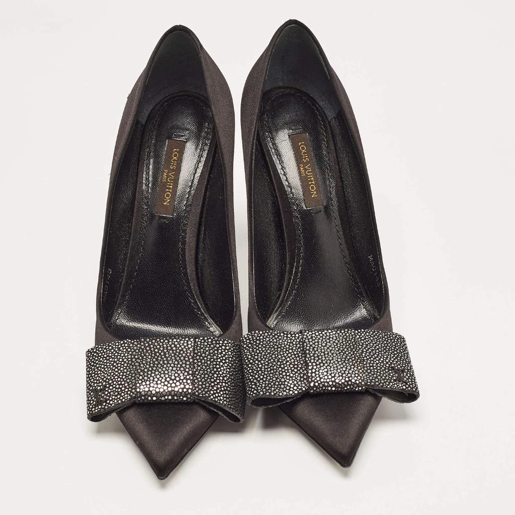 商品[二手商品] Louis Vuitton|Louis Vuitton Black Satin Bow Pointed Toe Pumps Size 36.5,价格¥1597,第3张图片详细描述