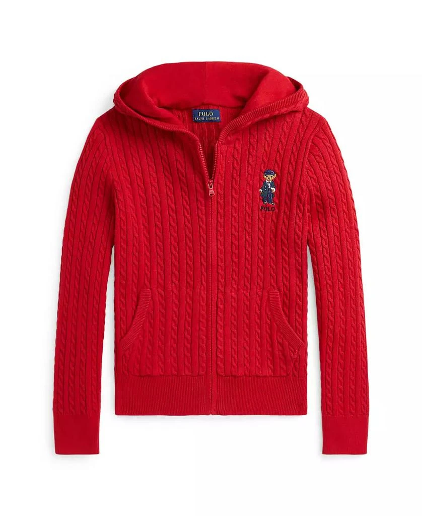 商品Ralph Lauren|Big Girls Polo Bear Cotton Full-Zip Sweatshirt,价格¥428,第1张图片