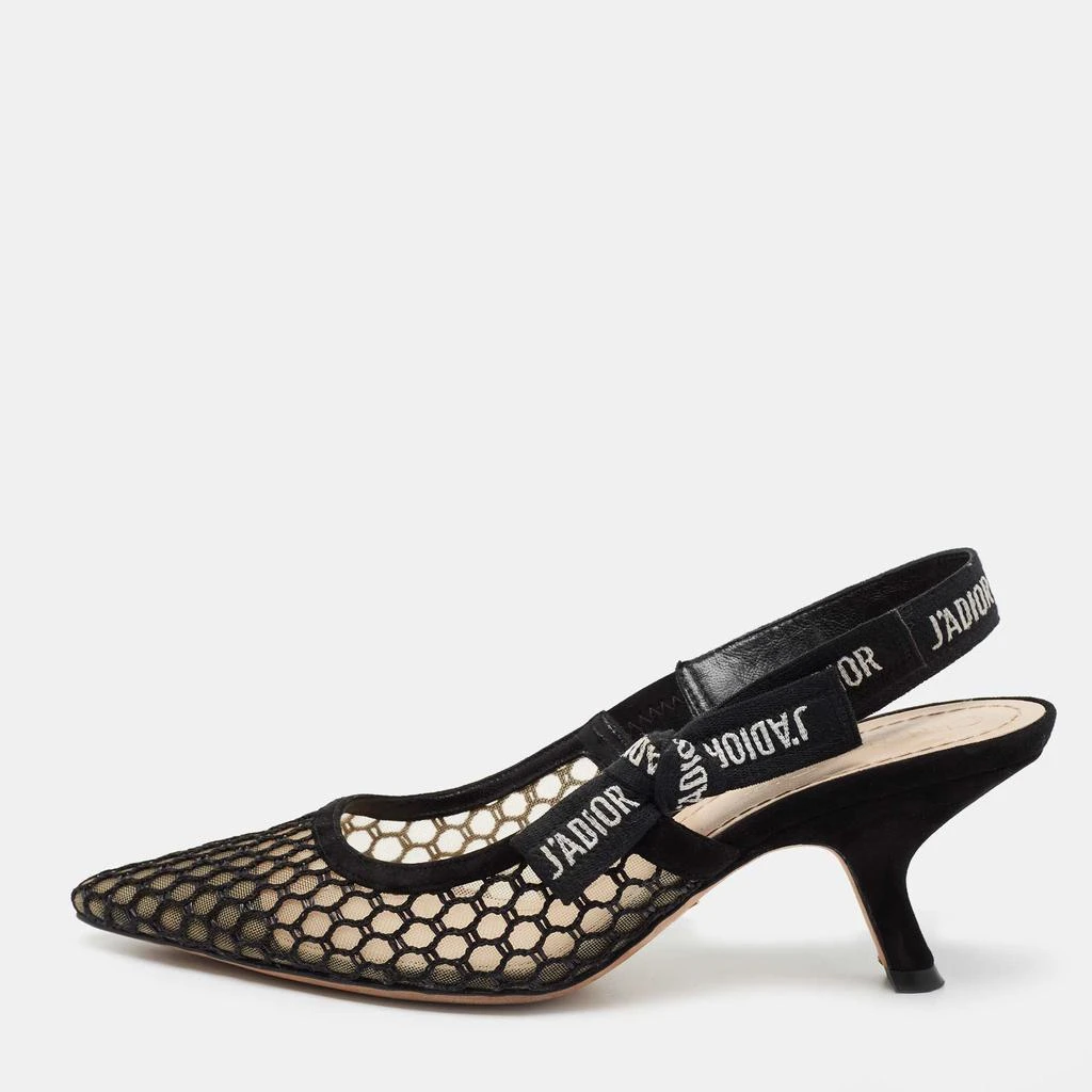 商品[二手商品] Dior|Dior Black Net and Suede Trim J'Adior Slingback Pumps Size 36.5,价格¥4091,第1张图片