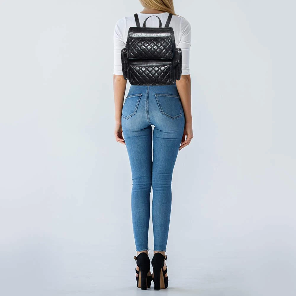 商品[二手商品] Chanel|Chanel Black Quilted Leather Casual Rock Backpack,价格¥17691,第2张图片详细描述