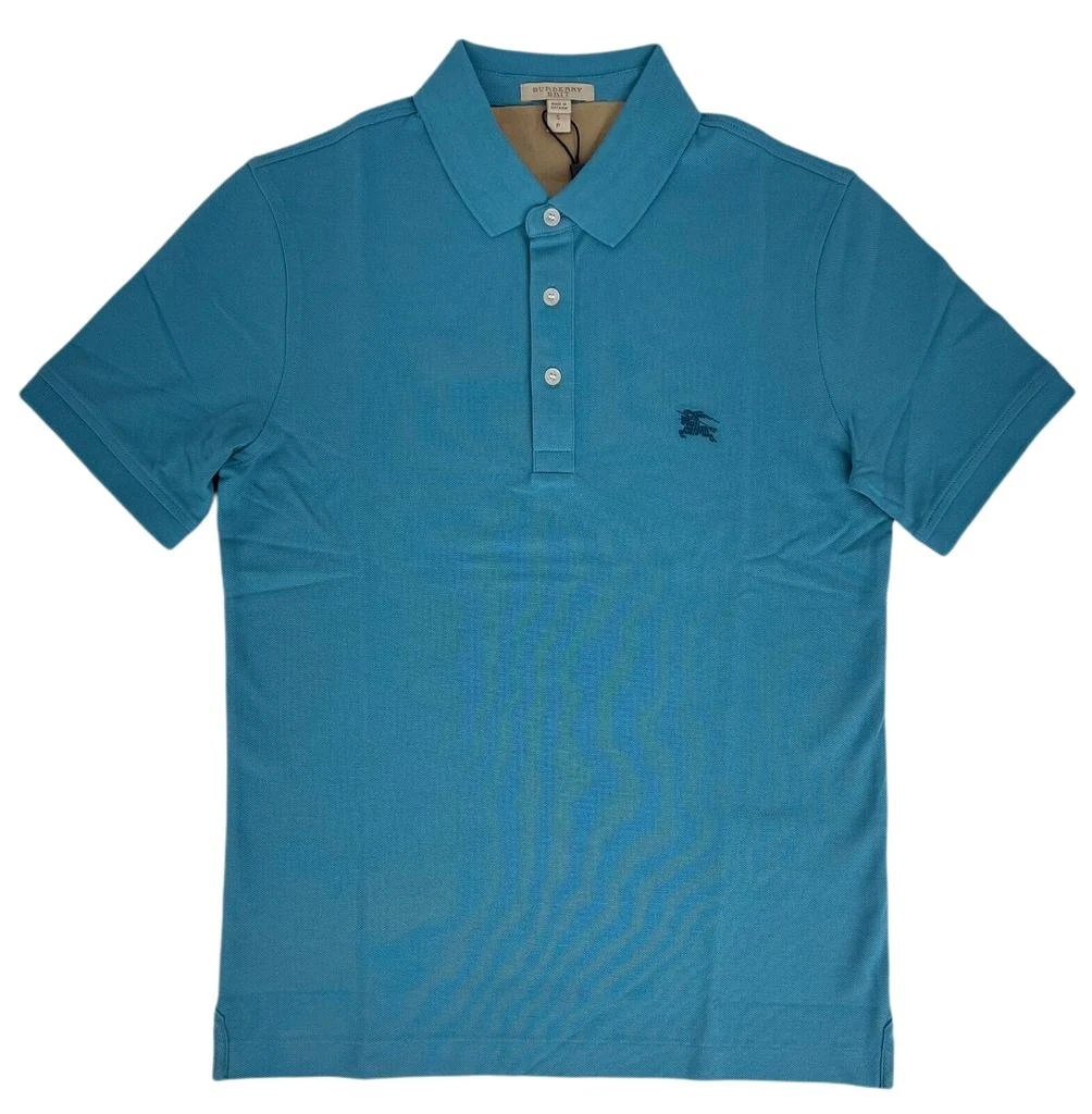 商品Burberry|Burberry Mens Turquoise Cotton Cobalt Embroidered Logo Polo Shirt S 4061239,价格¥3326,第1张图片