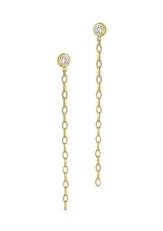 商品Sterling Forever|Forever Diamond Chain Dangle Studs,价格¥495,第1张图片