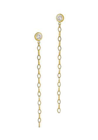 商品Sterling Forever|Diamond Chain Dangle Studs,价格¥381,第1张图片