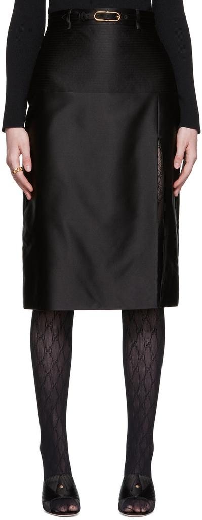 Black Duchesse Midi Skirt商品第1张图片规格展示