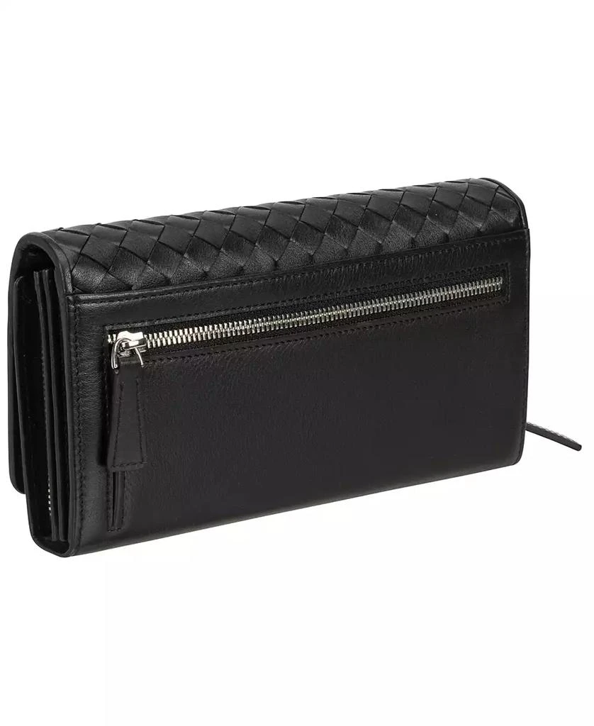 商品Mancini Leather Goods|Women's Basket Weave Collection RFID Secure Clutch Wallet,价格¥430,第3张图片详细描述