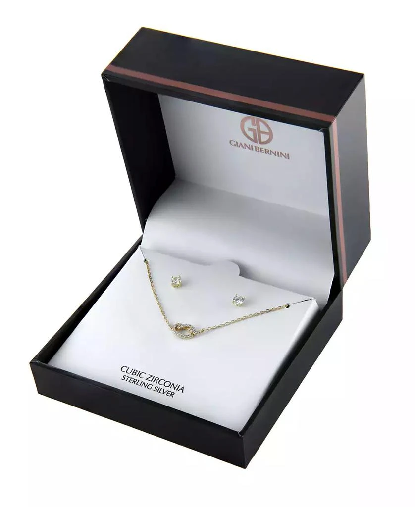 商品Giani Bernini|Gianni Bernini 2-Piece Cubic Zirconia Love Frontal Necklace and Stud Earrings Set (1.31 ct. t.w.) in 18K Gold Over Sterling Silver,价格¥764,第3张图片详细描述