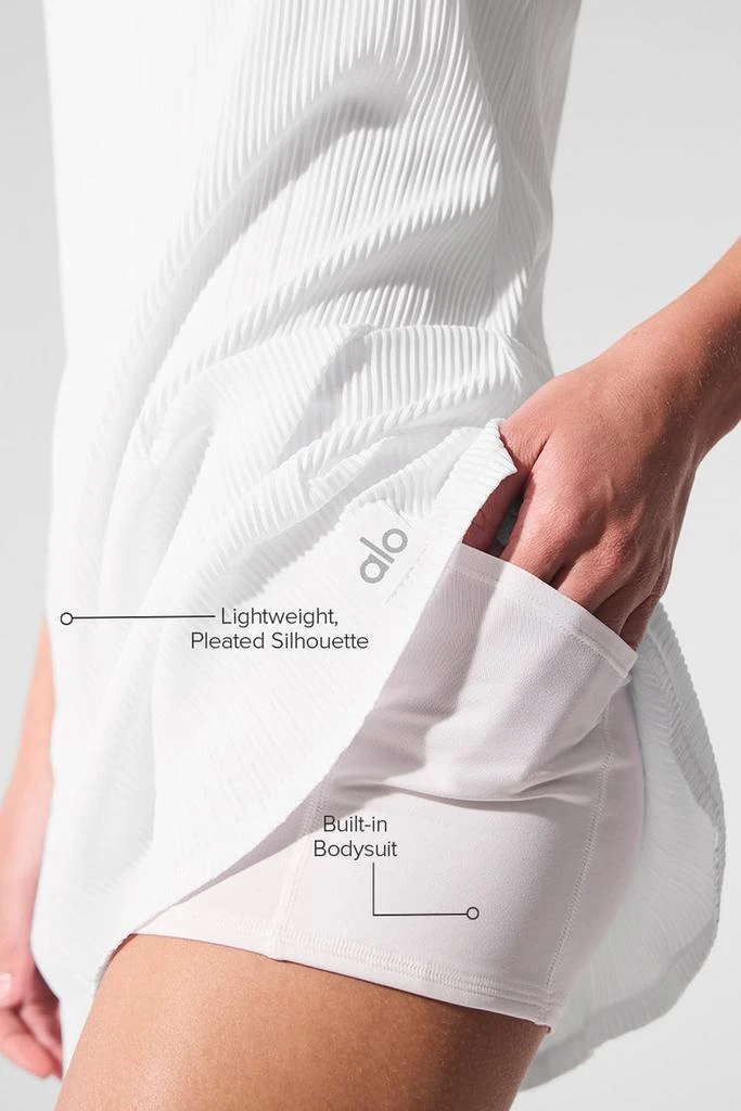 商品Alo|Micro Plisse Game On Tennis Dress - White,价格¥1056,第2张图片详细描述