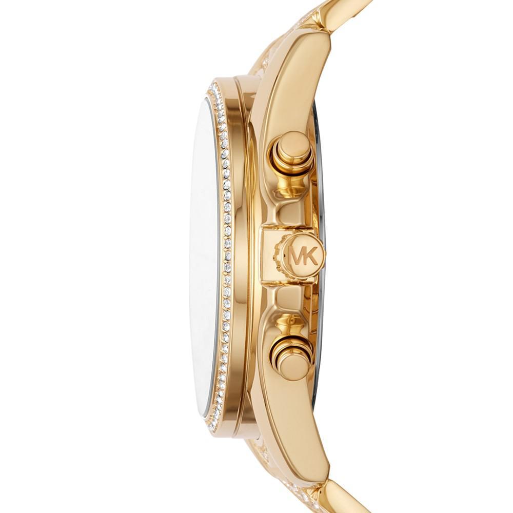 商品Michael Kors|Women's Chronograph Whitney Gold-Tone Stainless Steel Pave Bracelet Watch 45mm,价格¥2935,第4张图片详细描述