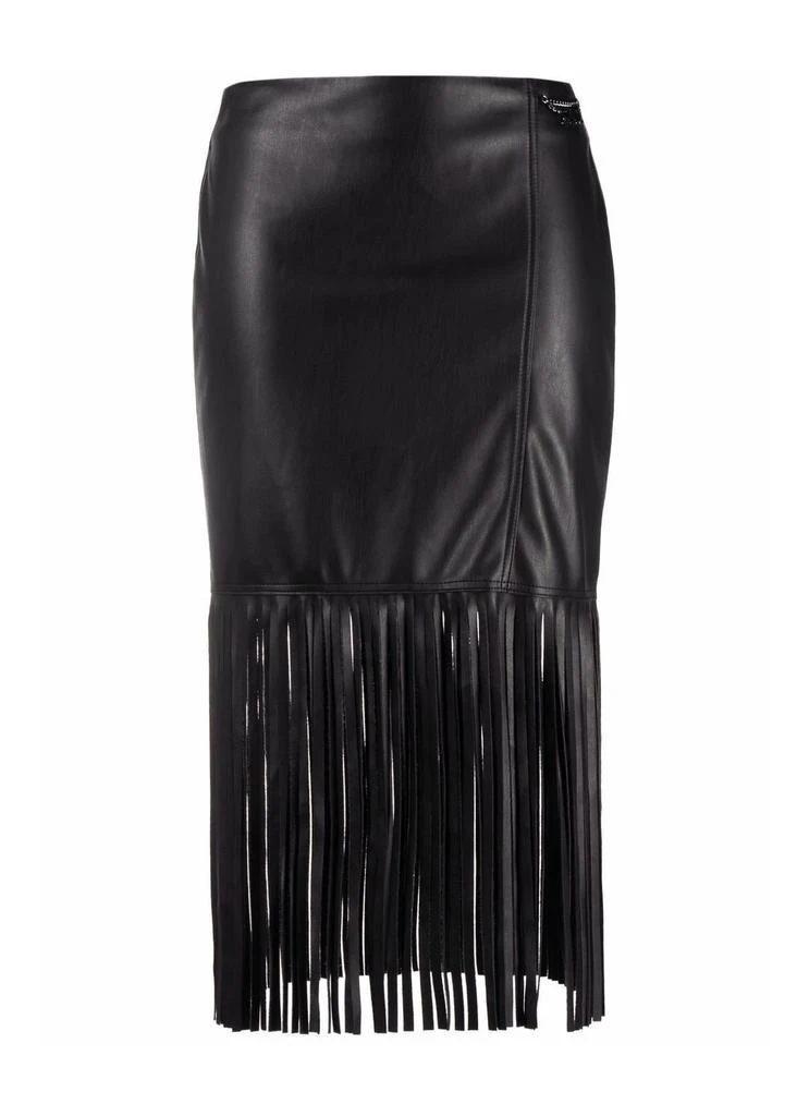 商品Karl Lagerfeld Paris|faux leather skirt w/ fringes,价格¥1318,第1张图片