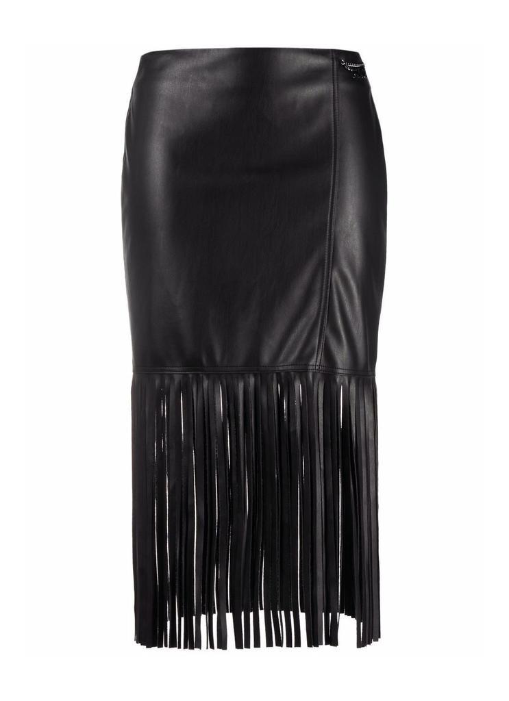 商品Karl Lagerfeld Paris|faux leather skirt w/ fringes,价格¥1196,第1张图片