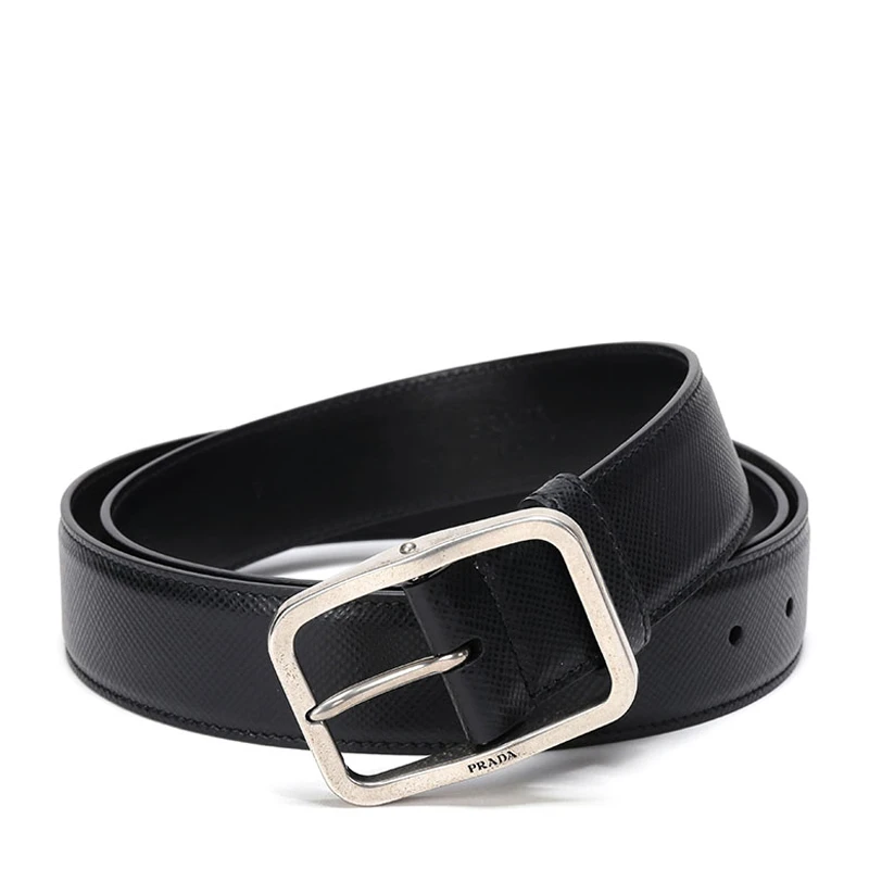 商品[国内直发] Prada|Prada 普拉达 男士黑色皮革复古简约时尚腰带 2CS013-2FAD-F0002,价格¥2609,第1张图片