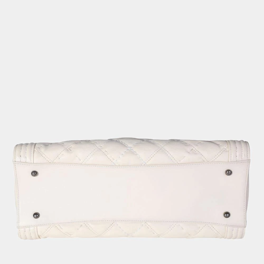 商品[二手商品] Chanel|Chanel White Leather Large Boy Shopping Tote Bag ,价格¥28450,第4张图片详细描述