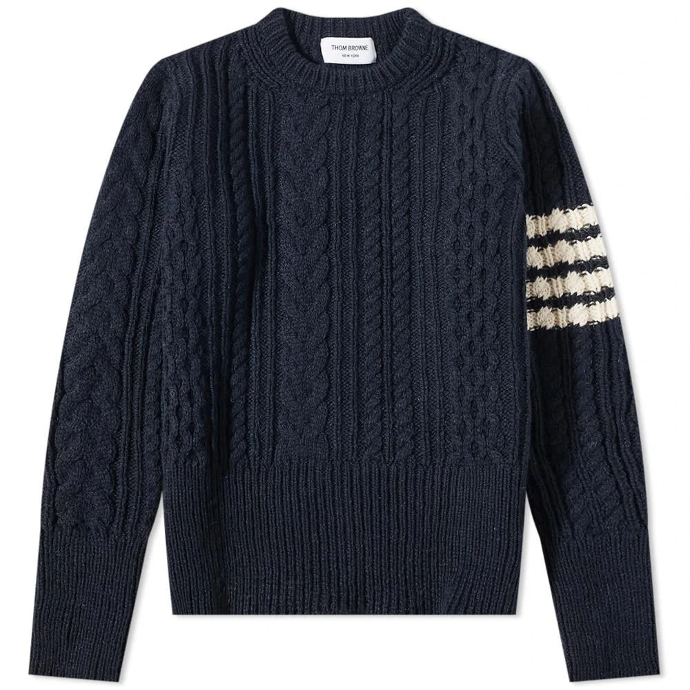 商品Thom Browne|Thom Browne 4 Bar Aran Cable Crew Knit,价格¥3527,第1张图片