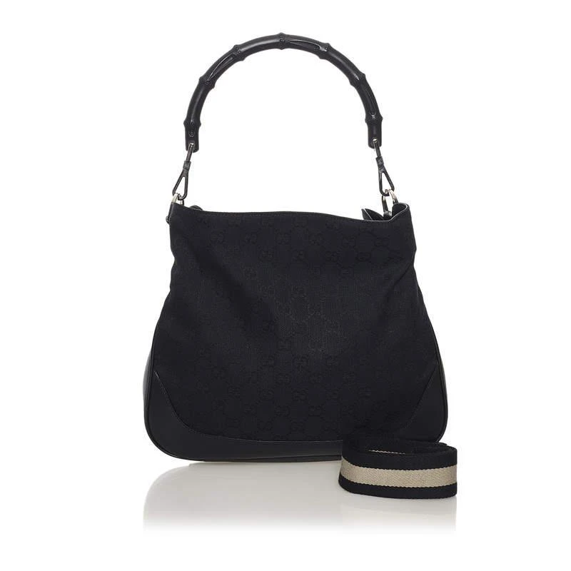 Gucci Black GG Canvas Bamboo Bag 商品
