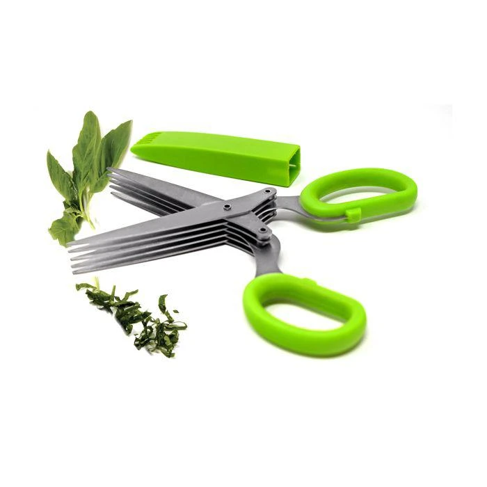 商品Norpro|Multi Blade Herb Shears with Storage Sheath, Stainless Steel, Green,价格¥95,第2张图片详细描述