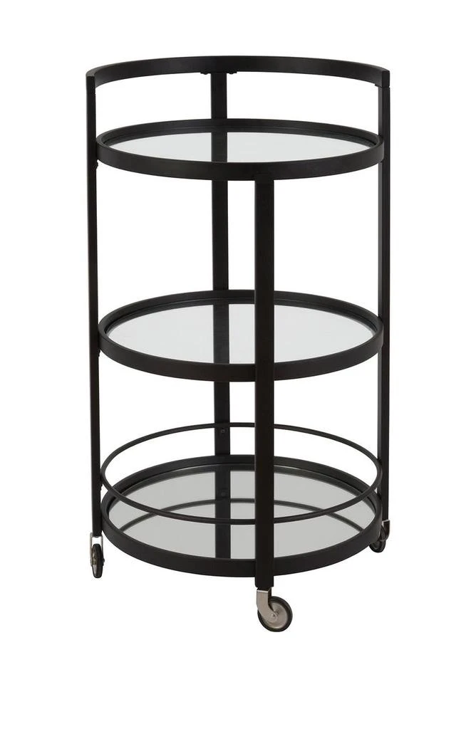 商品ADDISON AND LANE|Hause Round Blackened Bronze Bar Cart with Mirrored Shelf,价格¥1443,第4张图片详细描述