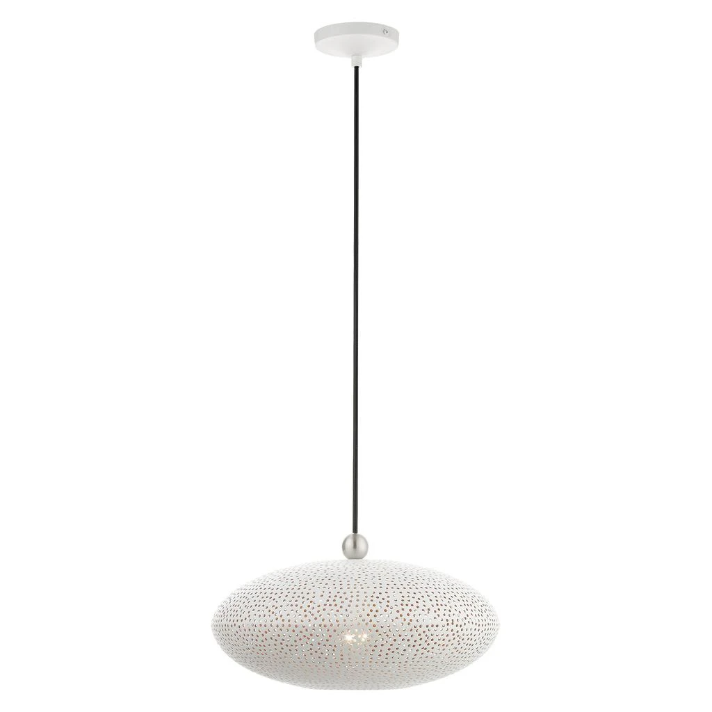 商品Livex Lighting|One Light White with Brushed Nickel Accents Pendant,价格¥1964,第3张图片详细描述