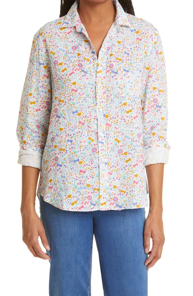 Floral Print Linen Button-Up Shirt商品第1张图片规格展示