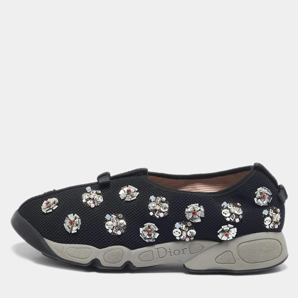 商品[二手商品] Dior|Dior Black Mesh Fusion Floral Embellished Slip On Sneakers Size 39,价格¥2460,第1张图片