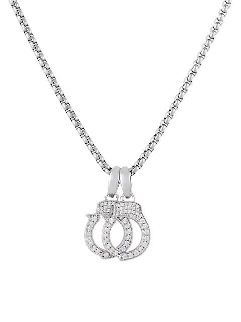 商品Darkai|18K White Gold-Plated &amp; Cubic Zirconia Handcuff Pendant Necklace,价格¥1179,第1张图片