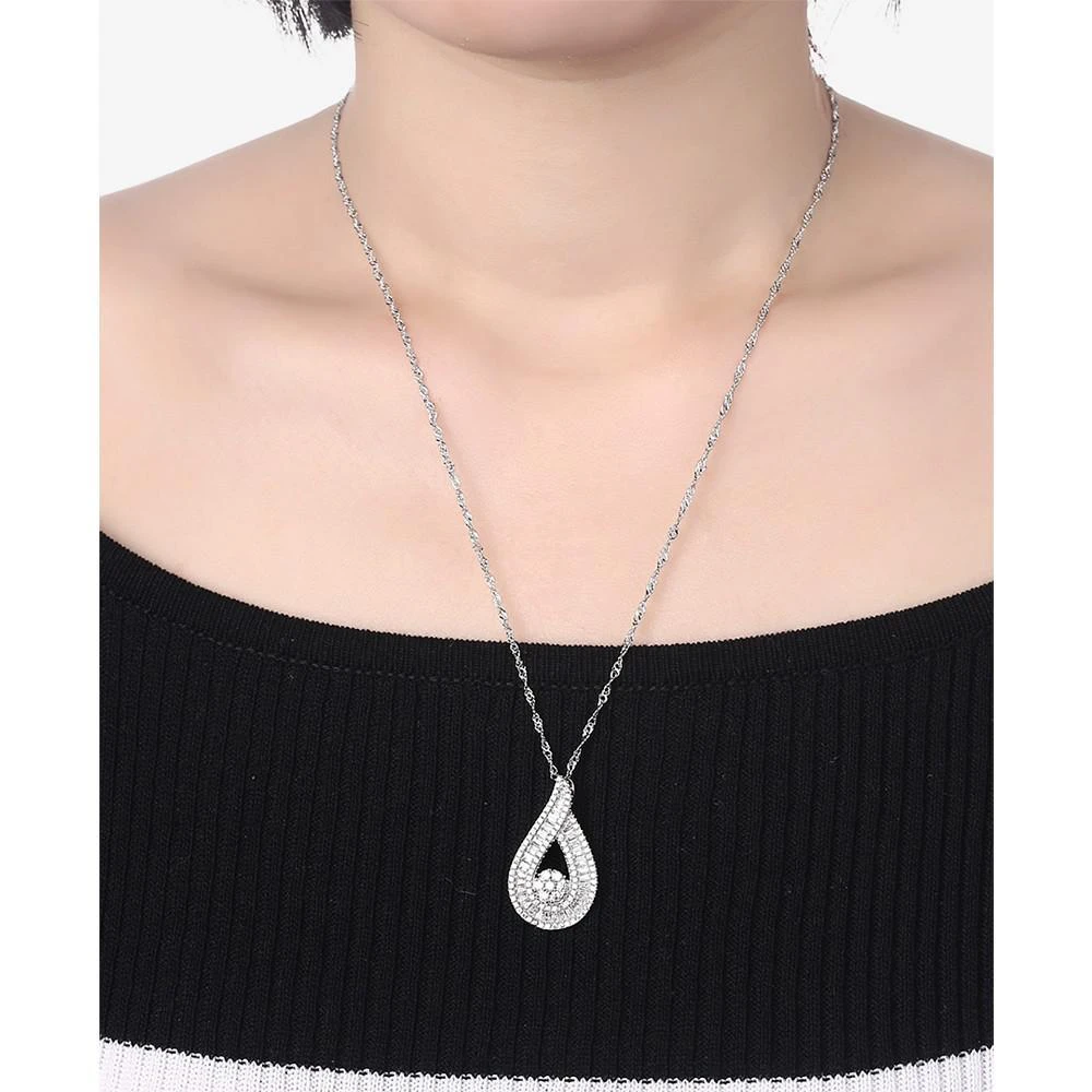 商品Macy's|Cubic Zirconia Baguette Swirl Cluster Pendant Necklace in Sterling Silver,价格¥1000,第2张图片详细描述