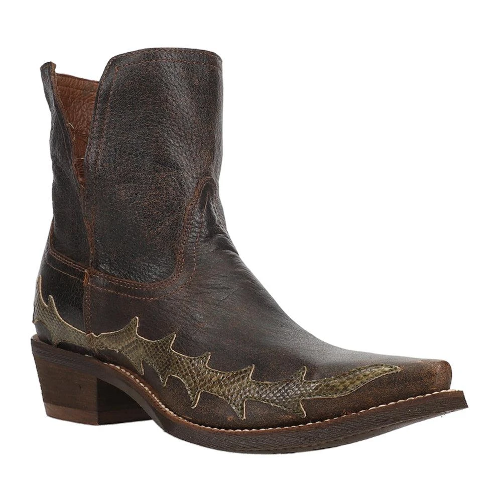 商品Nocona Boots|Sitrine Brown Distressed Snake Print Cowboy Booties,价格¥620,第2张图片详细描述