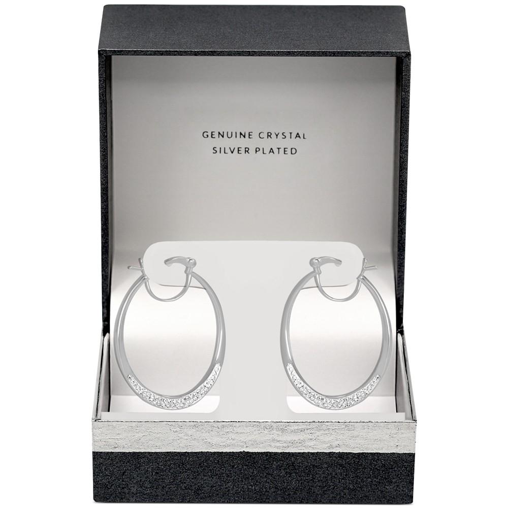 Crystal Oval Hoop Earrings in Silver-Plate or Gold Plate商品第3张图片规格展示