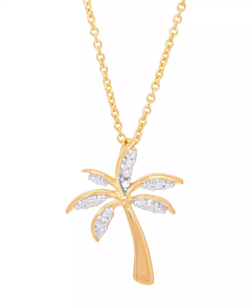 商品Macy's|Diamond Accent Palm Tree Pendant 18" Necklace in Gold Plate,价格¥379,第1张图片