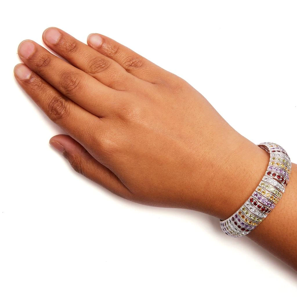 商品Haus of Brilliance|.925 Sterling Silver Multi Row Rainbow Gemstone  Bangle Bracelet,价格¥10861,第4张图片详细描述