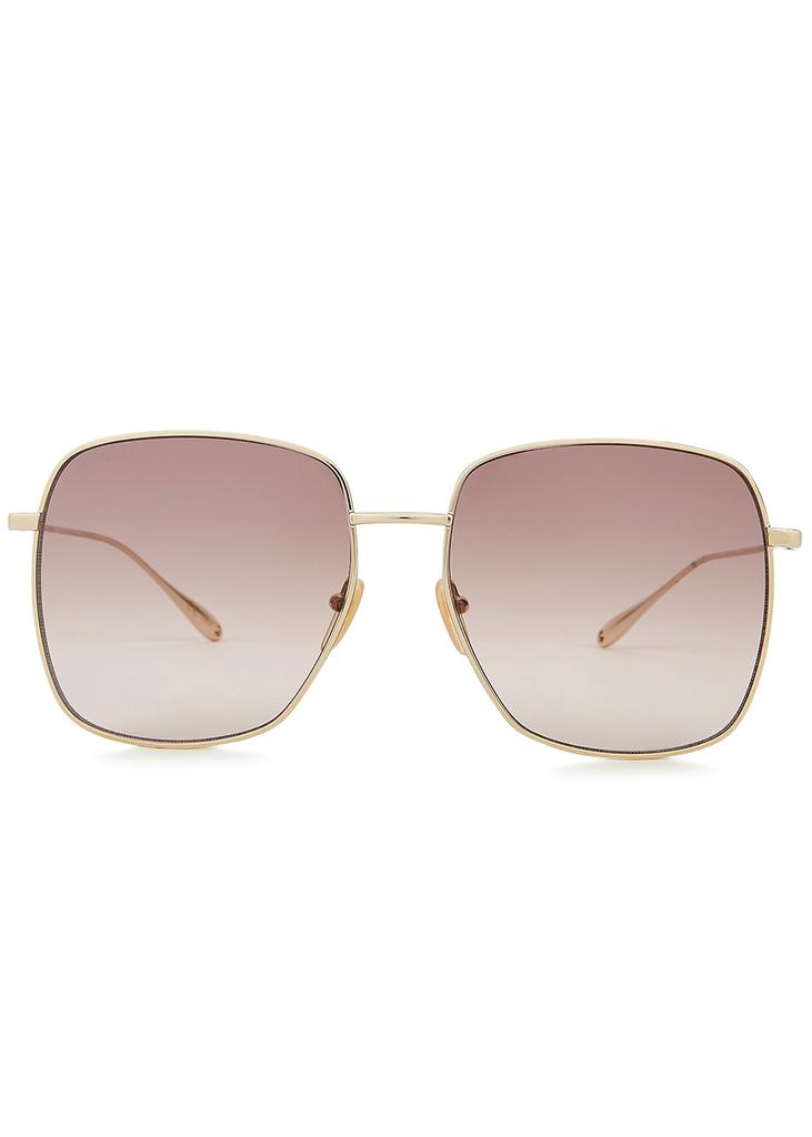 Gold-tone oversized square-frame sunglasses商品第2张图片规格展示